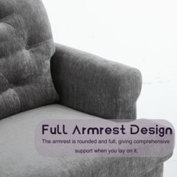 Padded Loveseat, Gray Velvet Button Tufted Loveseat - thumbnail 8