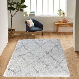 Moroccan Berber Shaggy Rugs Living Room Scandi Light Cream 80X150 Cm - thumbnail 3