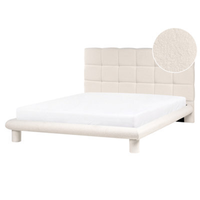 Beliani Bed Boucle Cressat 160 X 200 Cm (Eu King Size) Off-White - image 1
