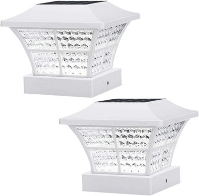 Taylor & Brown White Fence Post Solar Lights 2Pack, Led Deck Lights 3.5X3.5 & 4X4 Inch, Waterproof Outdoor Pathway Decor - image 1