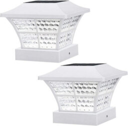 Taylor & Brown White Fence Post Solar Lights 2Pack, Led Deck Lights 3.5X3.5 & 4X4 Inch, Waterproof Outdoor Pathway Decor - thumbnail 1