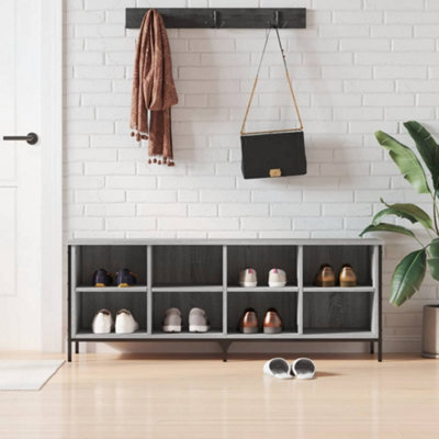 Vidaxl Shoe Cabinet Grey Sonoma 131X35X50 Cm Engineered Wood - image 1