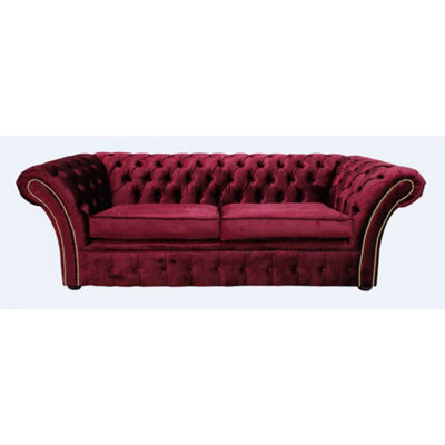 Chesterfield 3 Seater Velvet Rosso Red Sofa Bespoke In Balmoral Style - image 1