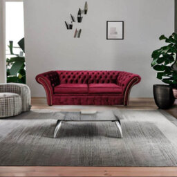 Chesterfield 3 Seater Velvet Rosso Red Sofa Bespoke In Balmoral Style - thumbnail 4