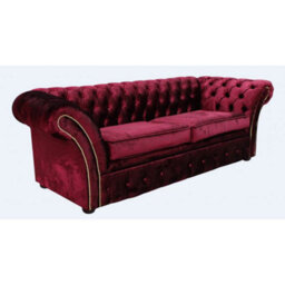 Chesterfield 3 Seater Velvet Rosso Red Sofa Bespoke In Balmoral Style - thumbnail 2