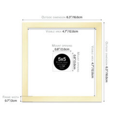 "5X5"" Gold Picture Frame - 5X5"" Square Frame With 1X1"" Mount For 5X5""/1X1"" Pictures Art Deco Style Room Decor, 1 Pack" - thumbnail 2