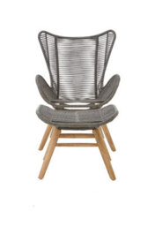 Orsina Grey Rope Lounge Chair And Footstool, High-Back Space-Saver Couch Chair, Improves Body Posture Footrest - thumbnail 3