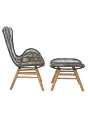 Orsina Grey Rope Lounge Chair And Footstool, High-Back Space-Saver Couch Chair, Improves Body Posture Footrest - thumbnail 4