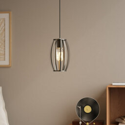 Living And Home Single Lamp Black Iron Cage Chandelier For Kitchen Island, Bedroom And Dining Room, E27 Lamp Base, Bulb Not Included - thumbnail 2