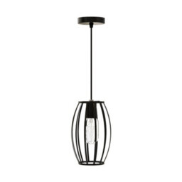 Living And Home Single Lamp Black Iron Cage Chandelier For Kitchen Island, Bedroom And Dining Room, E27 Lamp Base, Bulb Not Included - thumbnail 4