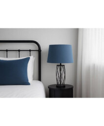 Lighting Supermarket Ashleigh Black Metal Lattice Cylinder Lantern Table Lamp With Juniper Blue Shade - thumbnail 5