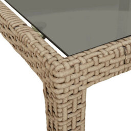 Walplus Garden Table Beige 250X100X75 Cm Tempered Glass And Poly Rattan - thumbnail 5