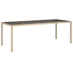 Walplus Garden Table Beige 250X100X75 Cm Tempered Glass And Poly Rattan - thumbnail 2