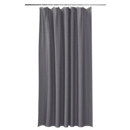 GoodHome Koros Anthracite Plain Shower Curtain (W)180Cm