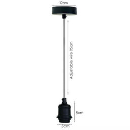 Industrial Pendant Light Fitting 95Cm Height Adjustable Metal E27 Holder Ceiling Hanging Light For Living, Dining & Kitchen - thumbnail 3