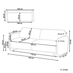 Beliani Sofa 3 Seater Saland Fabric Grey - thumbnail 3