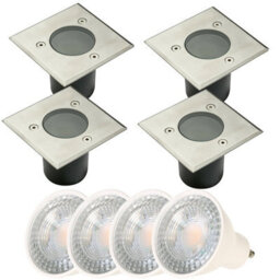 CGC Lighting Myah - Cgc Four Square Small With Bulbs Stainless Steel Inground Or Decking Lights - thumbnail 1