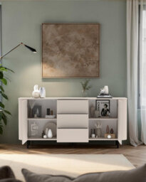 FurniComp LTD Furnicomp Palermo 180Cm 2 Door 3 Drawer Large Curved Sideboard - Cashmere - thumbnail 4