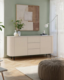 FurniComp LTD Furnicomp Palermo 180Cm 2 Door 3 Drawer Large Curved Sideboard - Cashmere - thumbnail 3