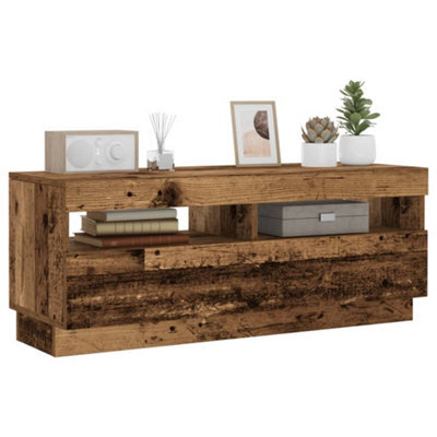 Berkfield Tv Cabinet With Led Lights Old Wood 100X35X40 Cm Engineered Wood - image 1