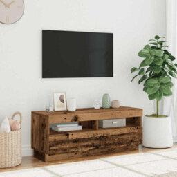 Berkfield Tv Cabinet With Led Lights Old Wood 100X35X40 Cm Engineered Wood - thumbnail 4