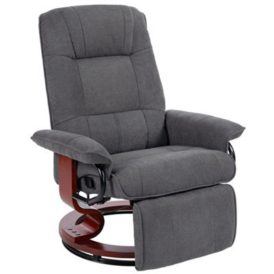 Swivel Recliner Chair With Footrest Wooden Base For Living Room Bedroom, Grey - image 1