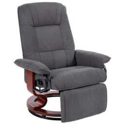 Swivel Recliner Chair With Footrest Wooden Base For Living Room Bedroom, Grey - thumbnail 1