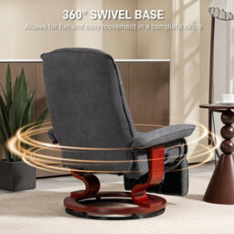 Swivel Recliner Chair With Footrest Wooden Base For Living Room Bedroom, Grey - thumbnail 4