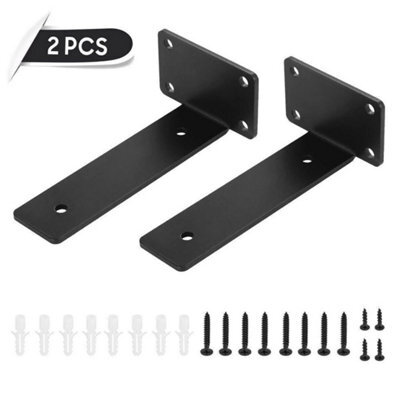 2Pcs Heavy Duty Cast Iron Shelf Brackets, 8 Inch Floating Shelf Supports - image 1