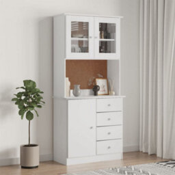 Berkfield Highboard Alta White 77X35X165 Cm Solid Wood Pine