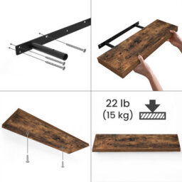 Songmics Wall Shelf, Floating Shelf, Hanging Shelf, For Books, Photos, Decoration, 80 X 20 X 3.8 Cm, Mdf For Living Room, Kitchen - thumbnail 8