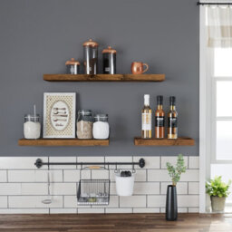 Songmics Wall Shelf, Floating Shelf, Hanging Shelf, For Books, Photos, Decoration, 80 X 20 X 3.8 Cm, Mdf For Living Room, Kitchen - thumbnail 1