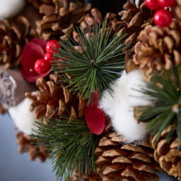 Dibor 36Cm Pinecone And Roses Front Door Christmas Wreath With Stag Wreath Hanger - thumbnail 4