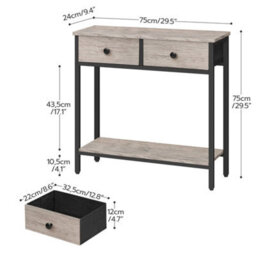 75X24X75Cm Console Hallway Table With 2 Fabric Drawers - thumbnail 2