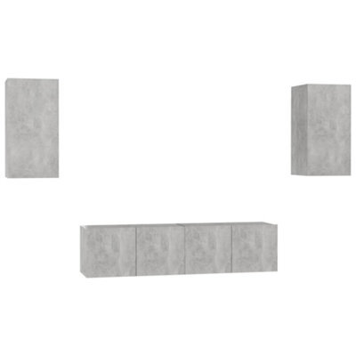 Berkfield Sturdy 4 Piece Tv Cabinet Set Concrete Grey Engineered Wood - image 1