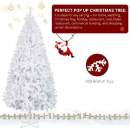 6Ft 180Cm White Artificial Christmas Tree With Stand - thumbnail 4