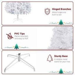 6Ft 180Cm White Artificial Christmas Tree With Stand - thumbnail 3