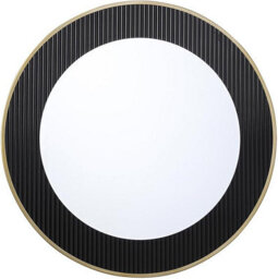 Deenz 70Cm Ribbed Glass Metal Frame Gold Wall Mirror Black Round Home Décor Modern Design Bedroom Living Room Gift