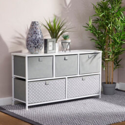 Liberty House Toys Kid's Fabric 5 Drawer Storage Chest  Grey