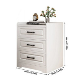 3Drawer White Bedside Cabinet Nightstand Bedroom Storage Furniture Side Table - thumbnail 2