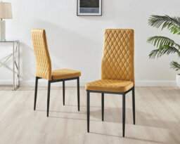 Furniturebox Uk 6X Milan Cappuccino Hatched Faux Leather Dining Chairs Black Legs - thumbnail 2