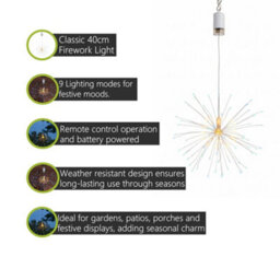 Pegdev - Pdl Battery Operated Hanging Led Burst Light With 80 Multicolour Led 9 Modes Remote Indoor Outdoor Decoration - thumbnail 2