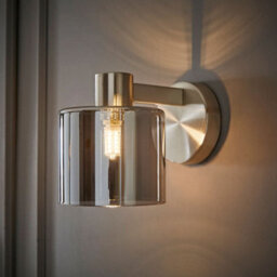 Valuelights Demi Brushed Chrome And Smoked Glass Wall Light And Bulb - thumbnail 5