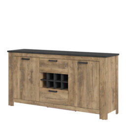 Wyld Haus Juniper 2-Door 2-Drawer Sideboard In Chestnut And Matera Grey With Wine Rack - thumbnail 4