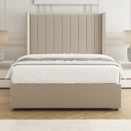 Bsspoke Hannah Divan Bed Set Cream Plush Velvet With 54Inch Headboard & No Drawers No Mattress In Single Double King 4Ft 6Ft - thumbnail 3