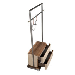 Angel Cerda Elegant Mink Leather And Walnut Coat Rack With Stainless Steel Base - thumbnail 6