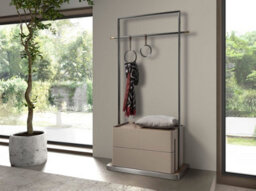 Angel Cerda Elegant Mink Leather And Walnut Coat Rack With Stainless Steel Base - thumbnail 2