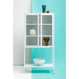 Orsina Industrial Two Door White Metal Cabinet, Stylish Storage Cabinet For Bedroom, Contemporary Sideboard Cabinet - thumbnail 7