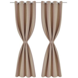 Berkfield Elegant Blackout Curtains 2 Pcs With Metal Eyelets 135X175 Cm Cream - thumbnail 1