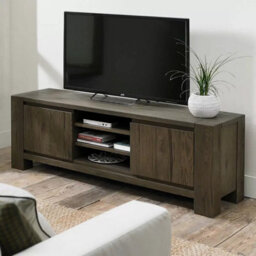 Xample Bentley Designs Sierra Dark Oak Entertainment Unit For Tvs Up To 65 Inch, Fumed Oak Finish, 2 Cupboards, 2 Shelves, Solid Oak - thumbnail 1